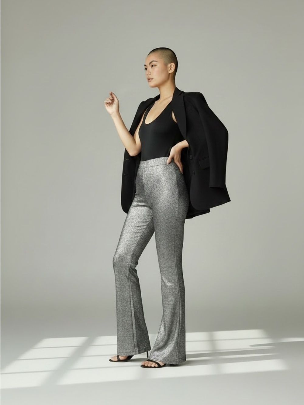 Investment’s Shimmer High-Rise Pants in Silver
